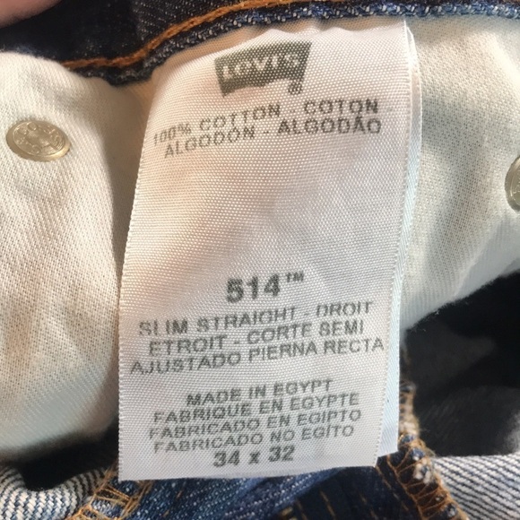 Levi’s 514 Medium Wash Blue Slim Straight 100% Cotton Jeans size 34x32 - Picture 8 of 9